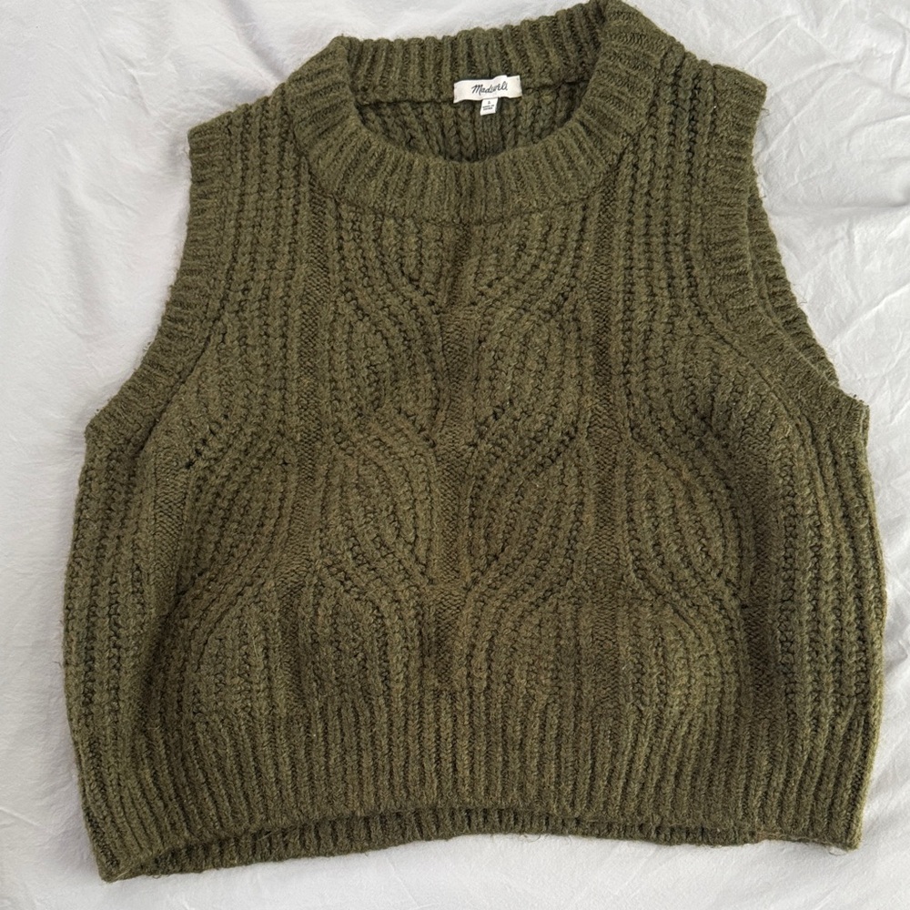 Madewell Olive Cable Knit Sweater Vest